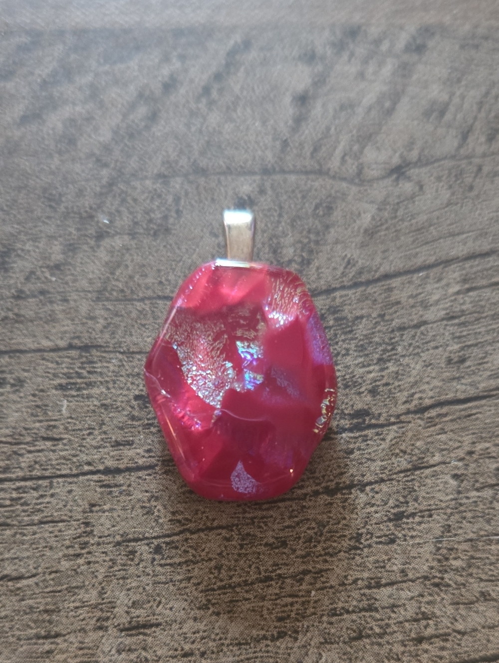 Red Hand-fused Dichroic Glass Pendant